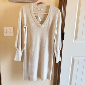 NWOT Madewell Women's Sweater XS Cream and Tan Dress